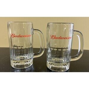 Budweiser 12oz Glass Mug | Lot Of 2 Vintage | 5.5 “ Tall | Great Condition